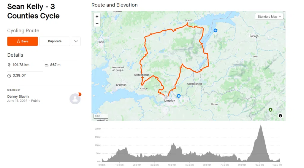 Sean Kelly Three Counties Cycle 100KM route